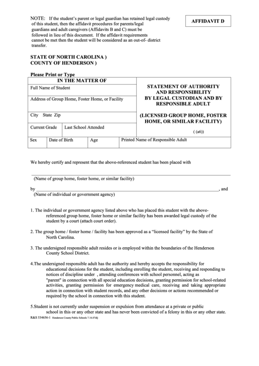 Free Nc Affidavit Form Printableaffidavitform