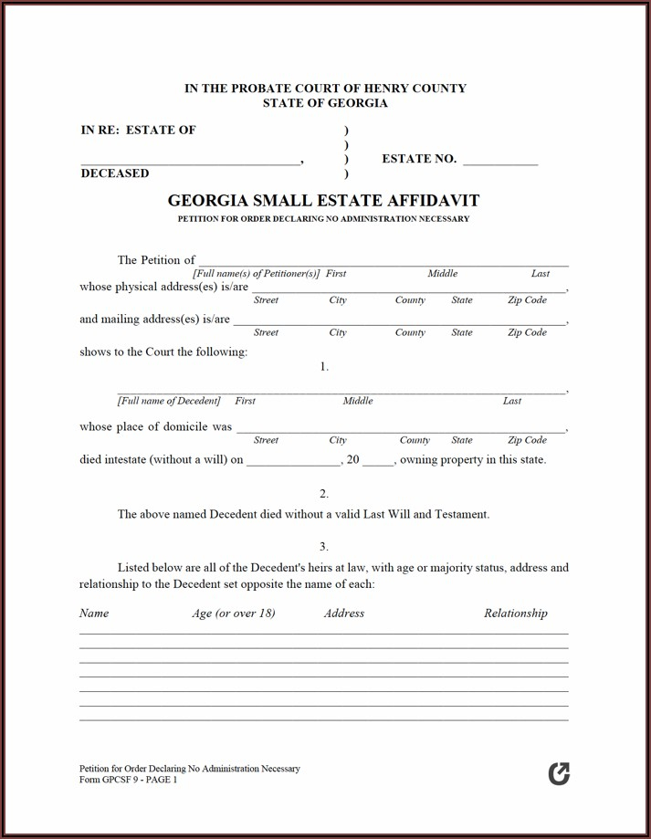 Dallas County Required Small Estate Affidavit Form 2023