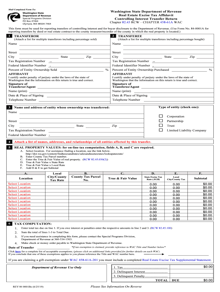 2019 2021 Form WA DoR 84 0001B Fill Online Printable Fillable Blank 