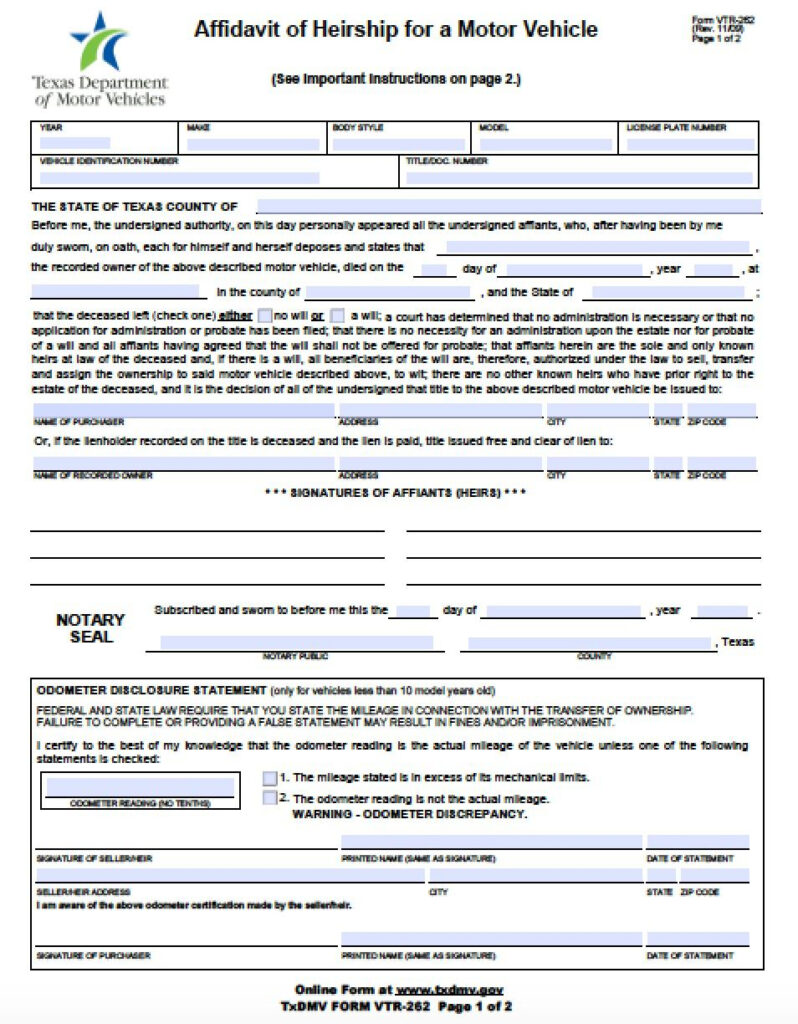 Affidavit Of Heirship Form Harris County Texas Universal Network