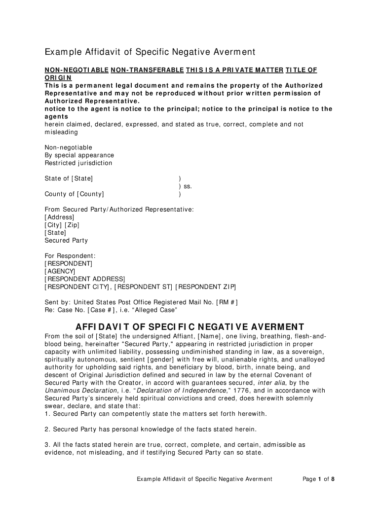 Affidavit Of Negative Averment Fill Online Printable Fillable 