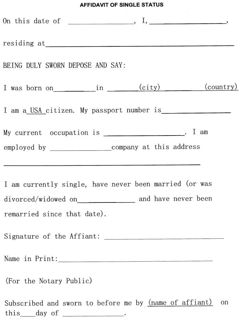 Affidavit Of Single Status Complete Legal Document Online US Legal 