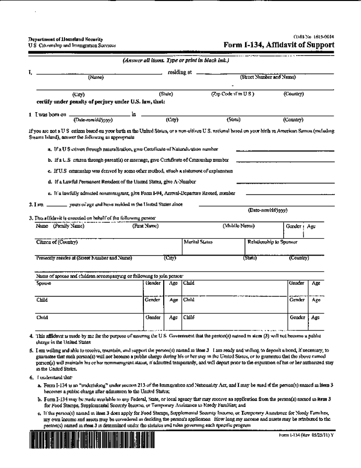 Affidavit Of Support Form New Jersey Free Download