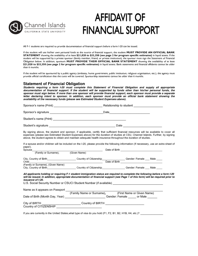 Affidavit Of Support Sample Free Printable Documents Support Letter 