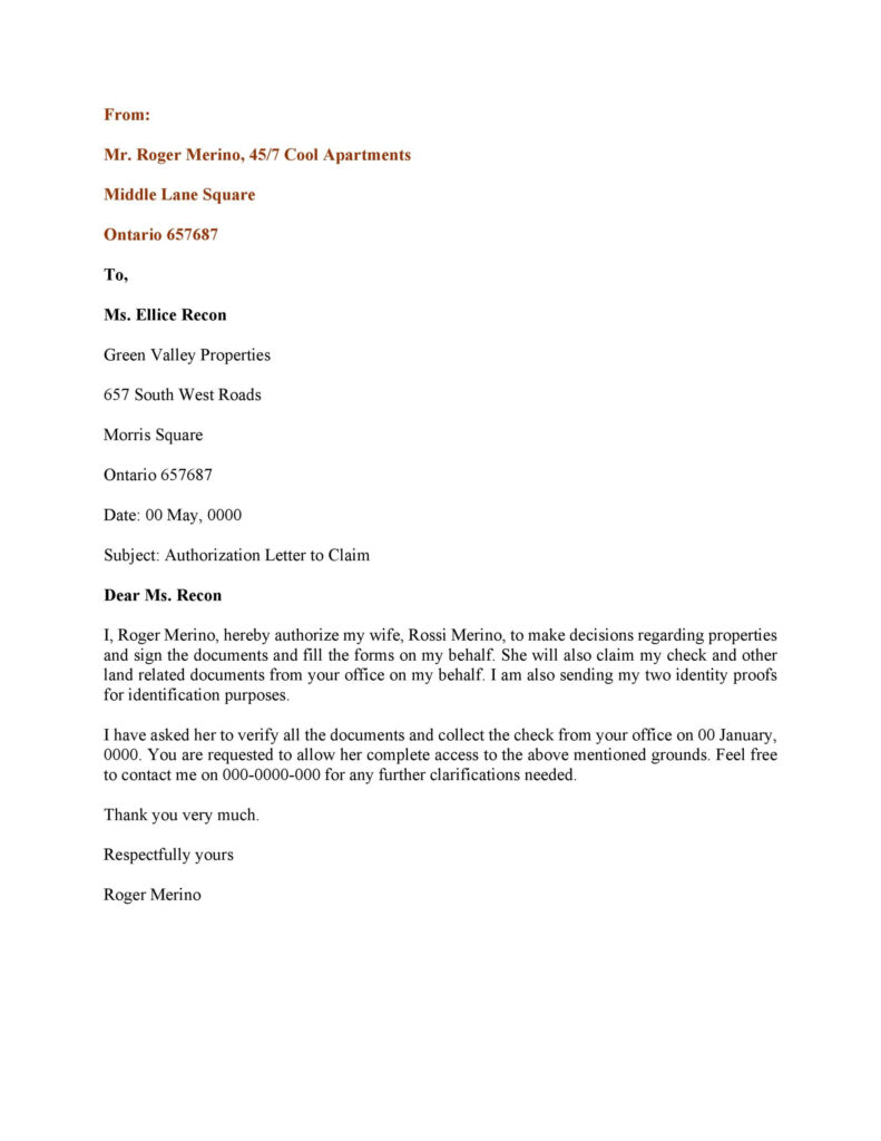 Authorization Letter Sample On Behalf Collection Letter Template 