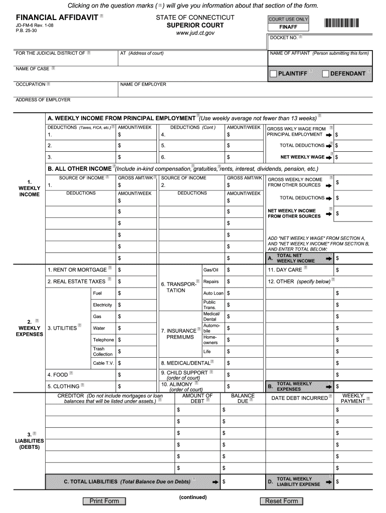 Connecticut Financial Affidavit Fill Out And Sign Printable PDF 