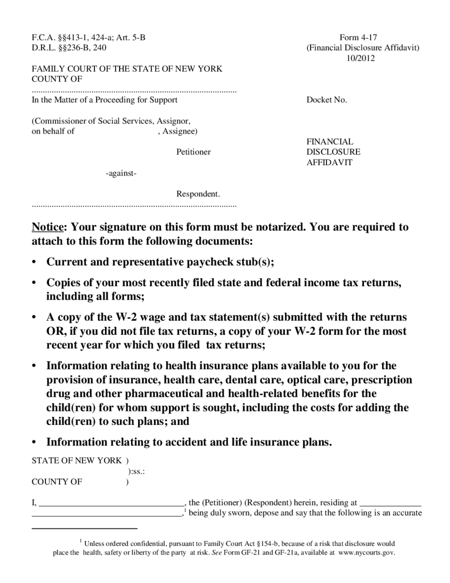 Financial Affidavit Form 4 17 Edit Fill Sign Online Handypdf
