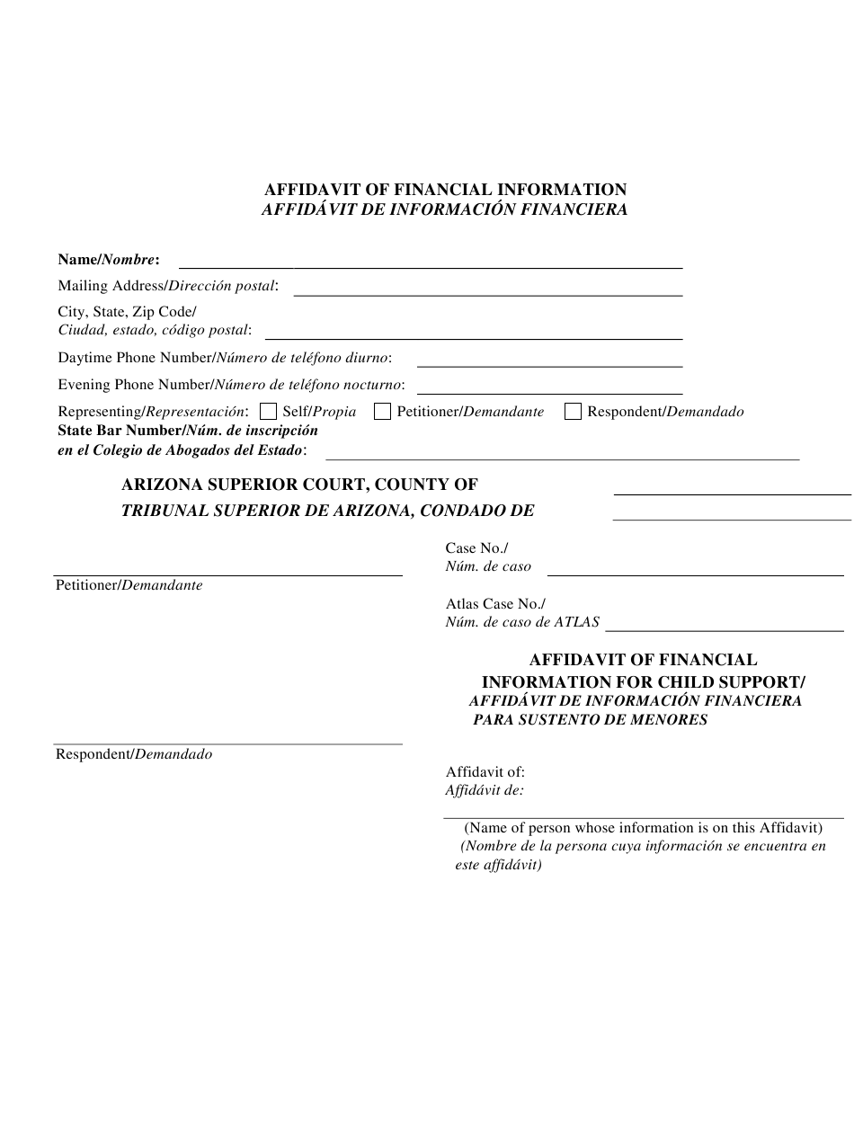 Affidavit Of Financial Information Form Arizona 2022