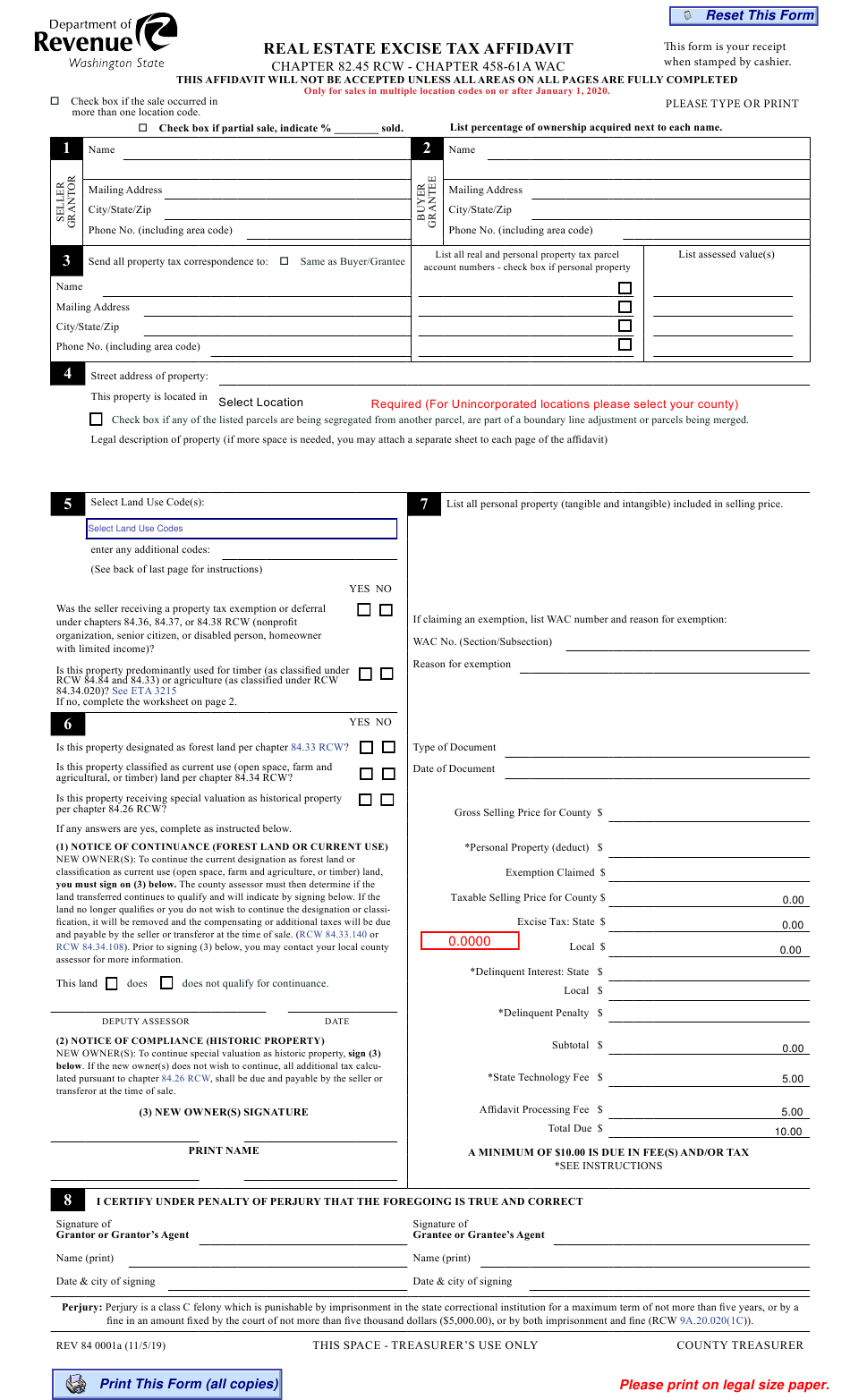 Form REV84 0001A Download Fillable PDF Or Fill Online Real Estate