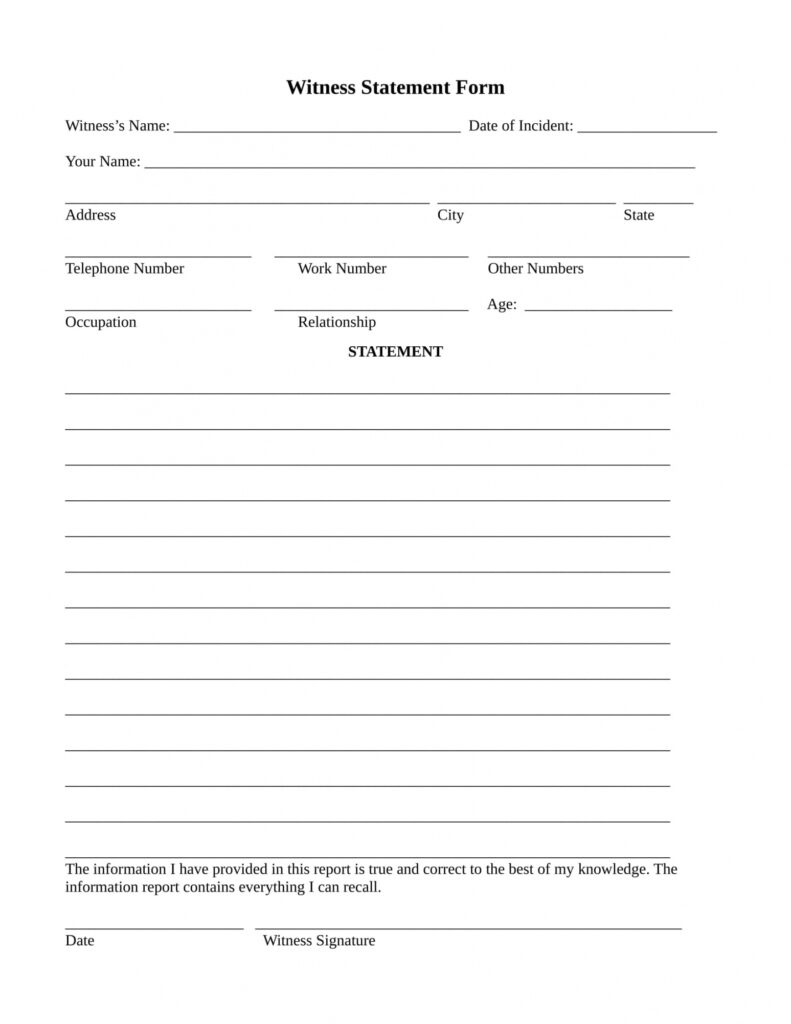 Free 14 Employee Witness Statement Forms In Ms Word Pdf Witness 