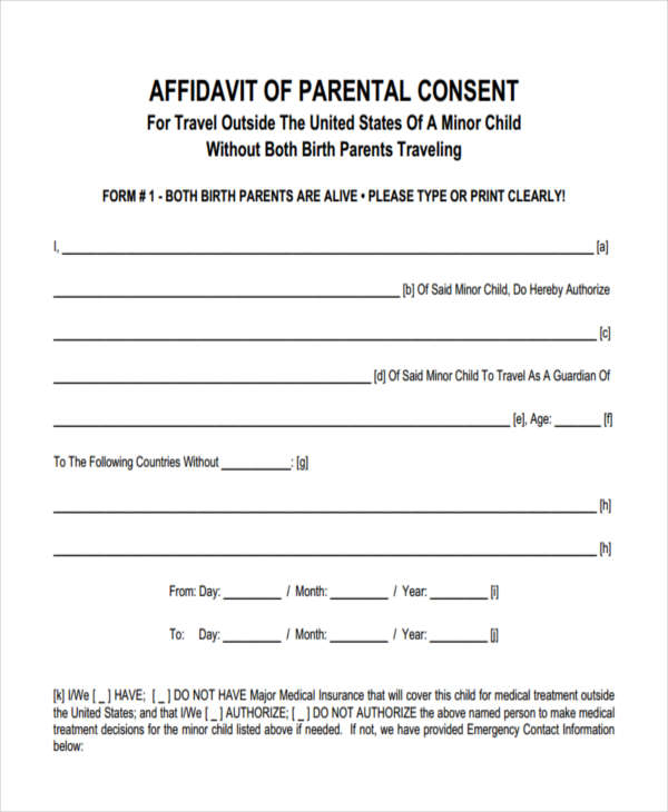 FREE 5 Consent Affidavit Forms In MS Word PDF