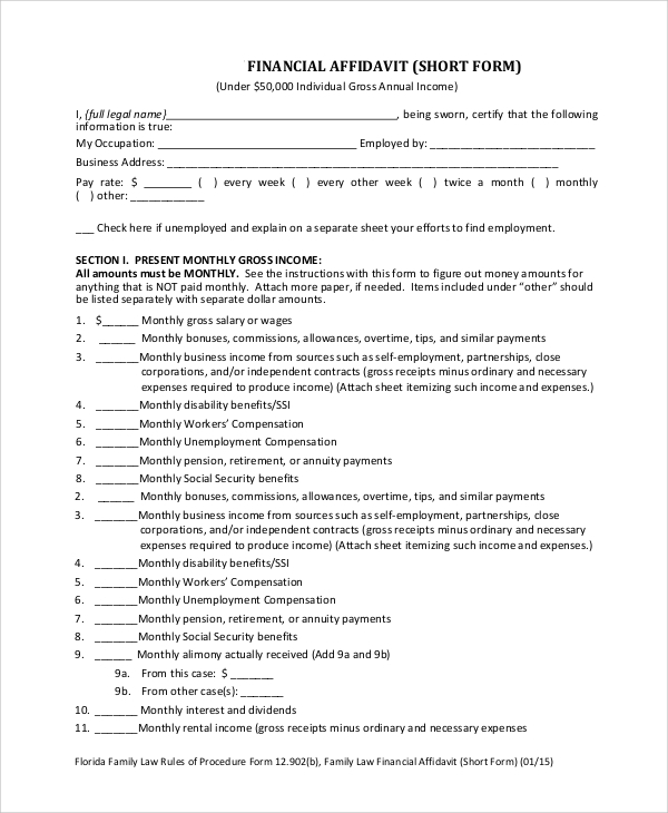 FREE 8 Sample Affidavit Forms In PDF