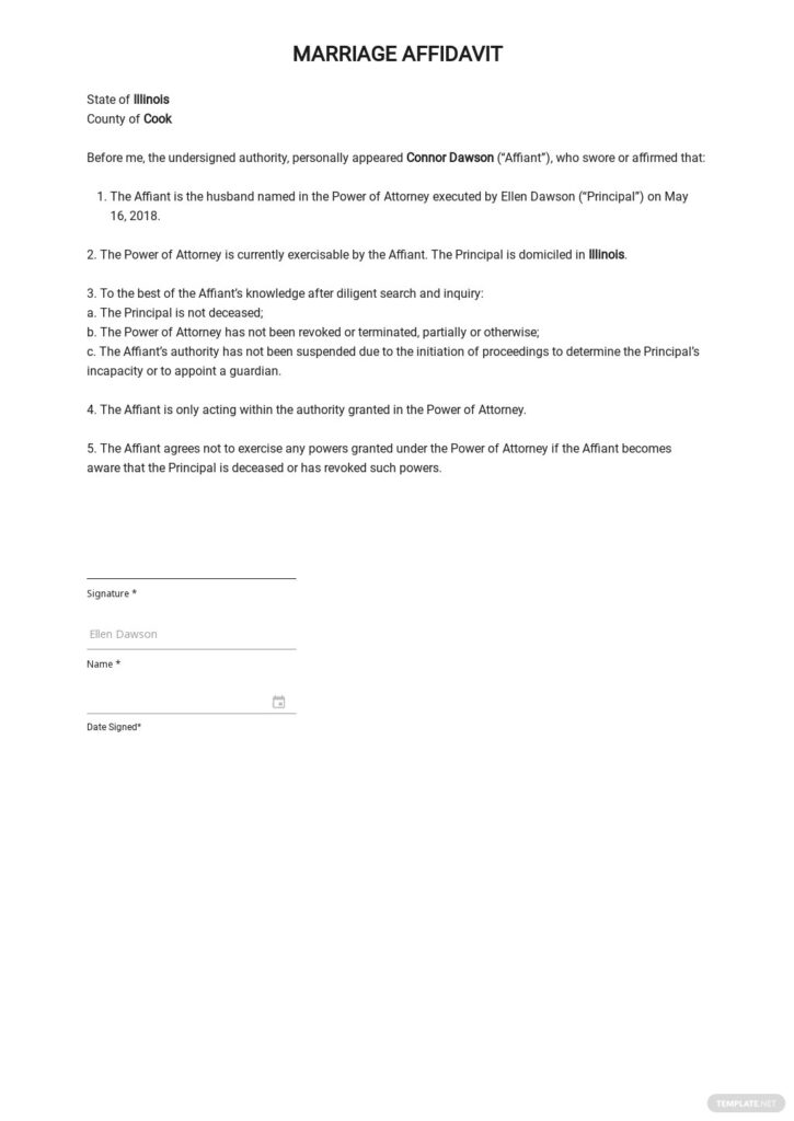 FREE Affidavit Letter For Immigration Marriage Example Template In 