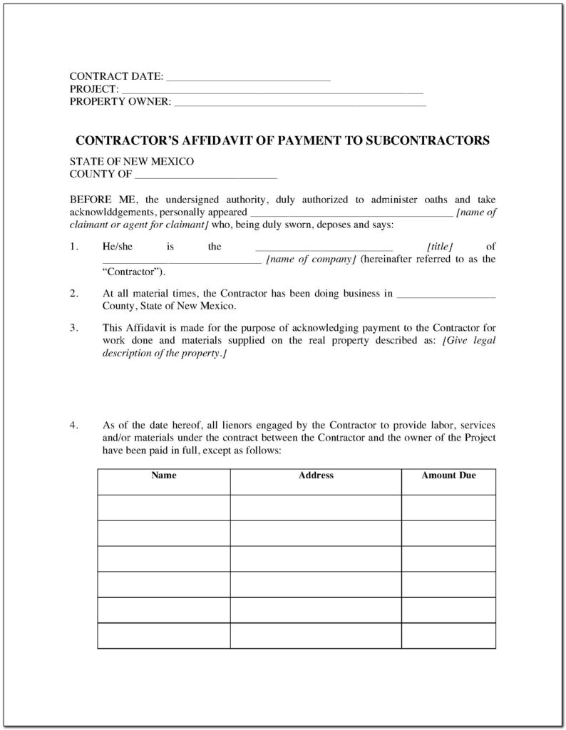Gwinnett County Subcontractor Affidavit Form Form Resume Examples 