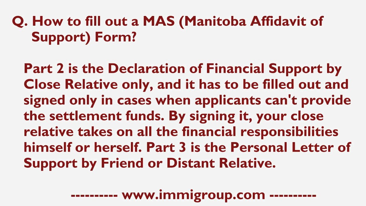 How To Fill Out A MAS Manitoba Affidavit Of Support Form YouTube
