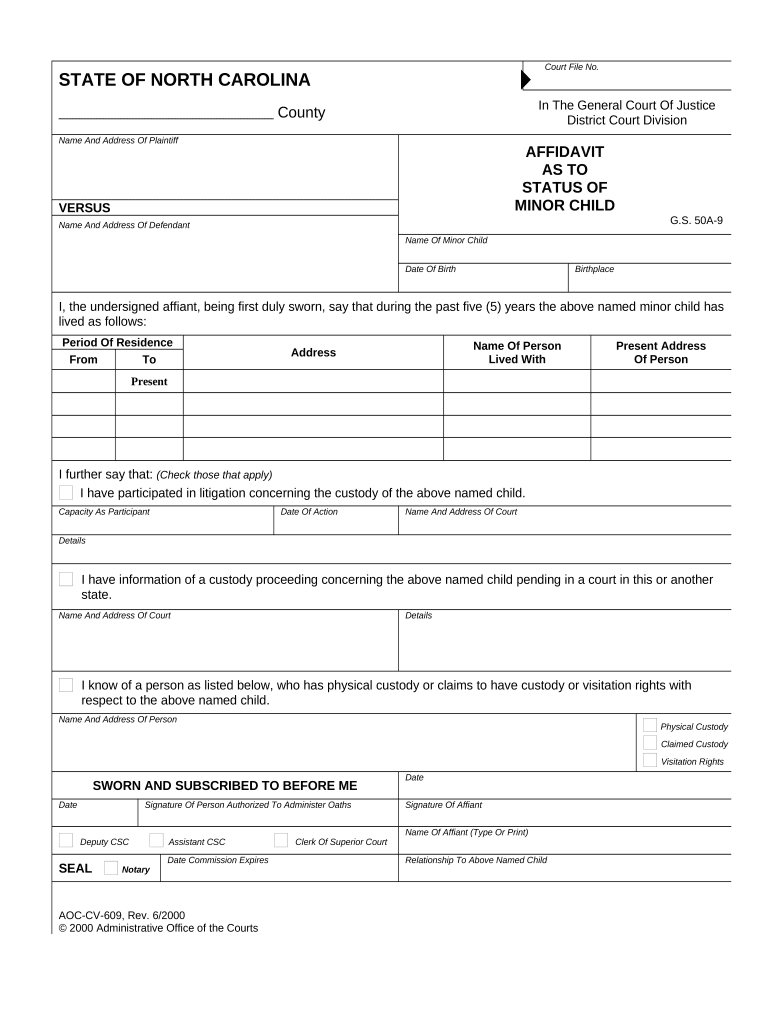 North Carolina Affidavit Doc Template PdfFiller