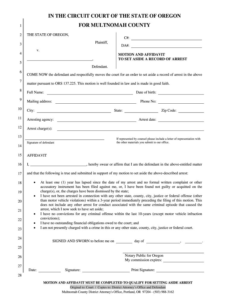 Oregon Expungement Forms Fill Online Printable Fillable Blank 