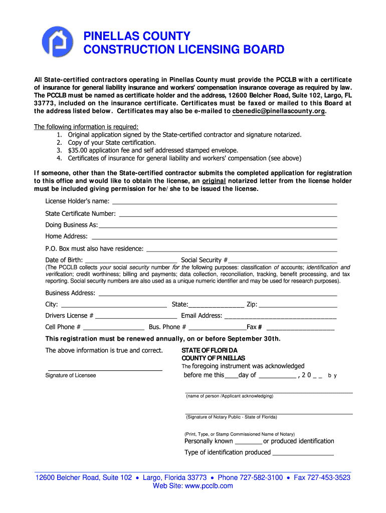Pinellas County Construction Licensing Board Fill Out And Sign 