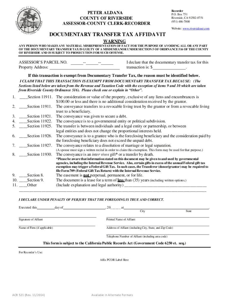 Santa Clara County Transfer Tax Affidavit Form 2024