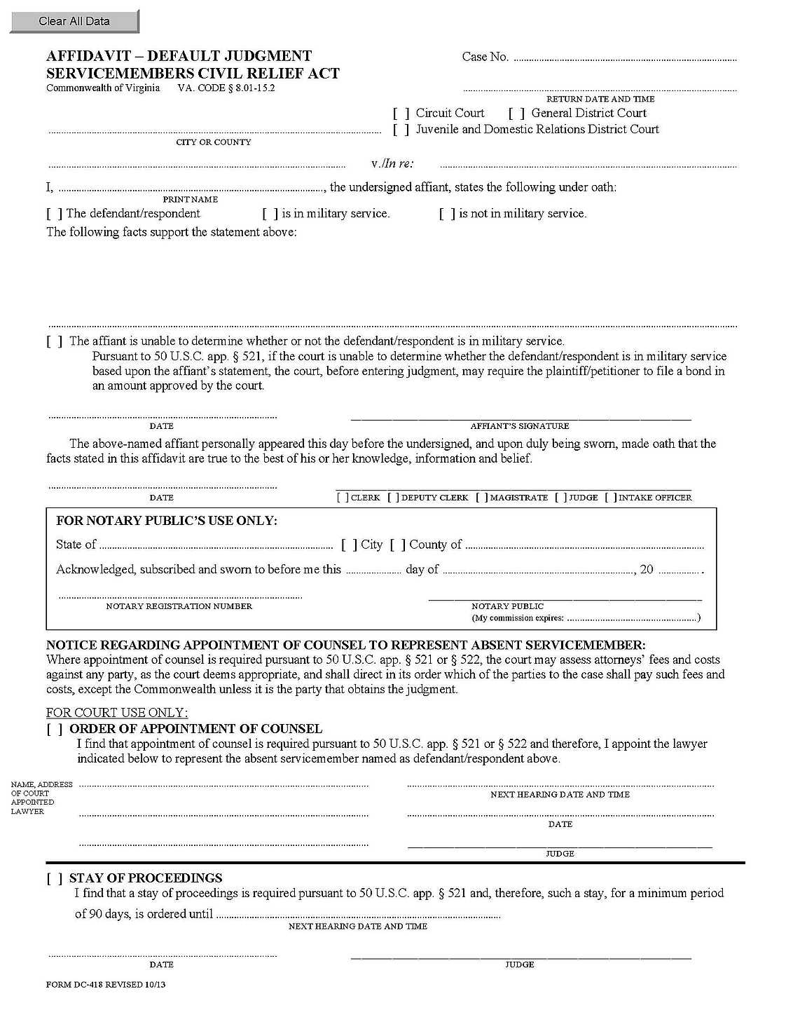 SCRA Military Affidavit 2021 2022 Student Forum