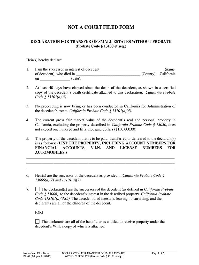 Small Estate Affidavit Fill Online Printable Fillable Blank 