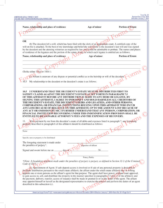 Small Estate Affidavit Form001 American Legal Forms