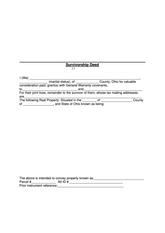 Survivorship Deed Summit County Fiscal Office Printable Pdf Download
