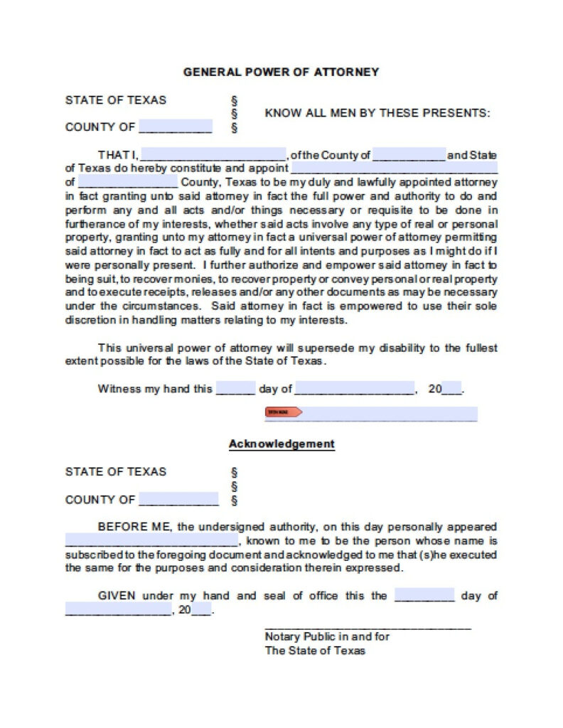 Texas General Financial Power Of Attorney Form Power Of Attorney 