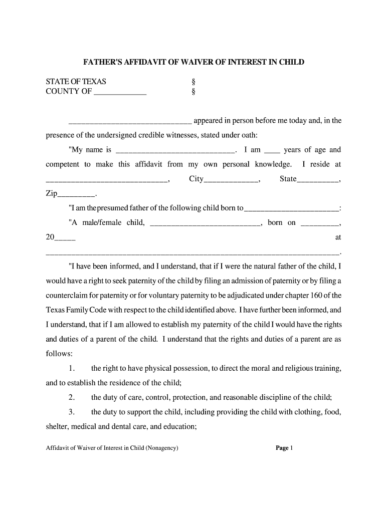Texas Of Waiver Interest In Fill Online Printable Fillable Blank 