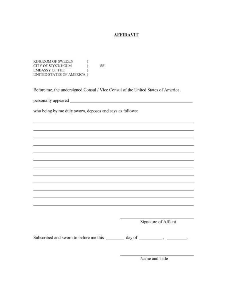 The Best Free Printable Blank Affidavit Form Bill Blog