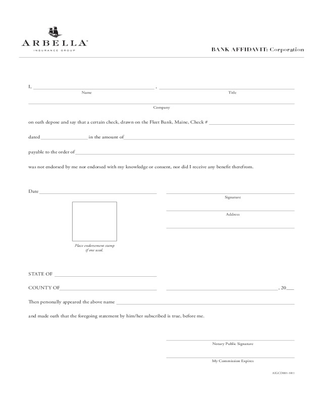 2021 Bank Affidavit Fillable Printable PDF Forms Handypdf