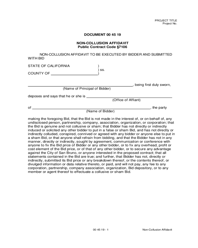 Affidavit Of Non Prosecution Form California