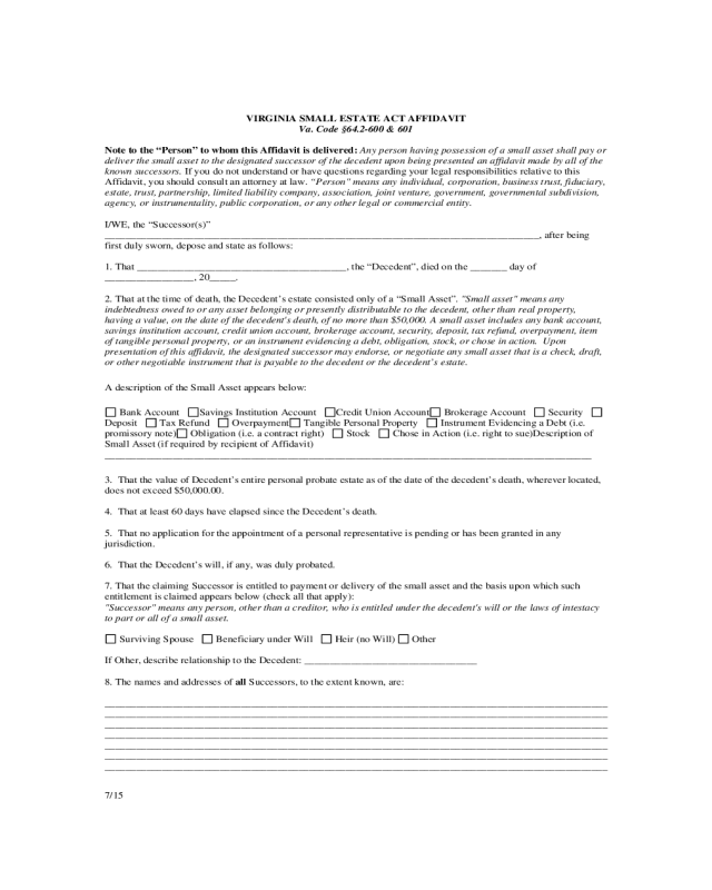 2021 Small Estate Affidavit Fillable Printable PDF Forms Handypdf