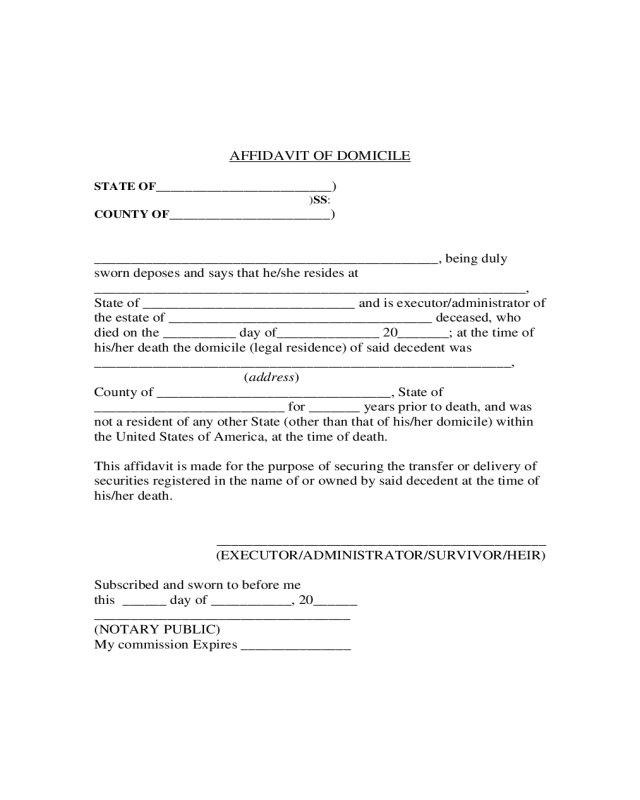 Affidavit Of Domicile Form Wells Fargo Edit Fill Sign Online 