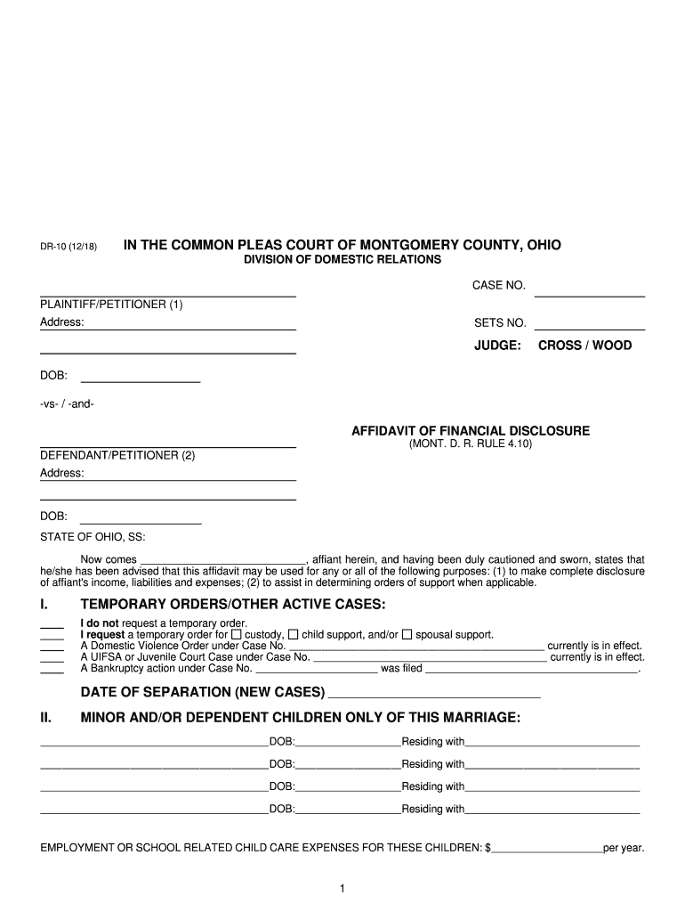 Affidavit Of Financial Disclosure Montgomery County Fill And Sign 