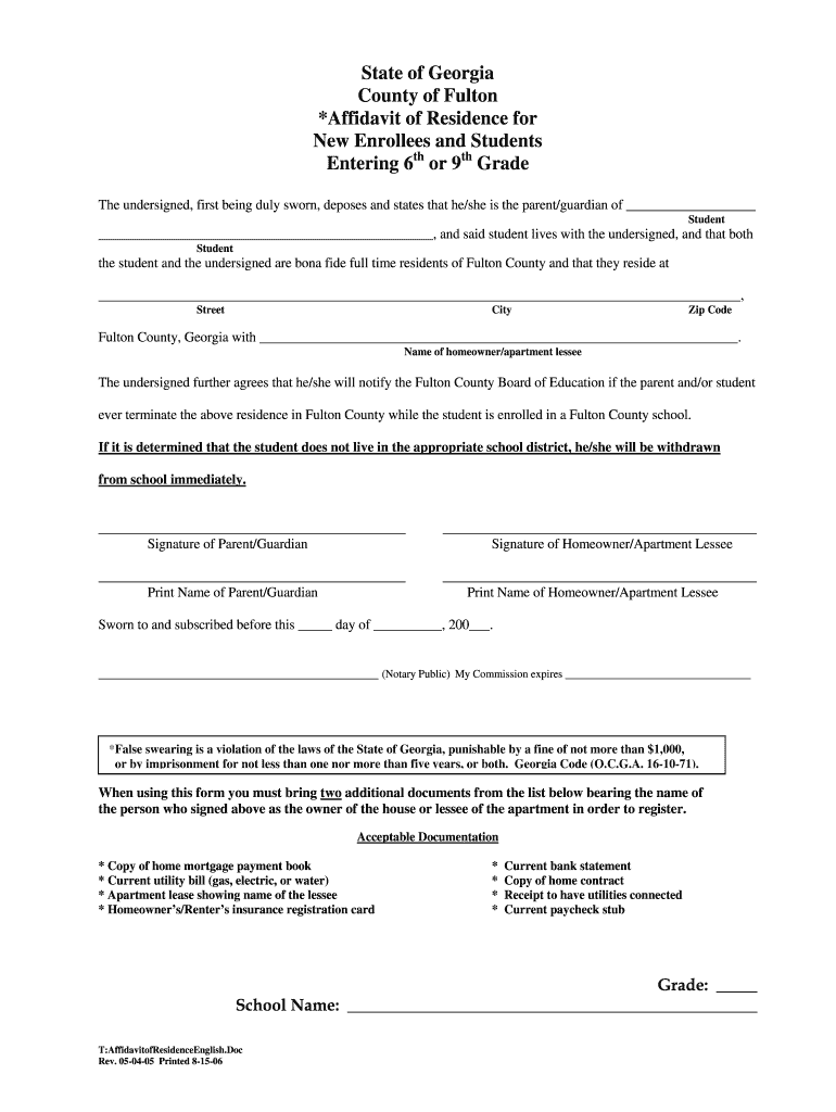 Affidavit Of Residence Pdf Fill Out And Sign Printable PDF Template