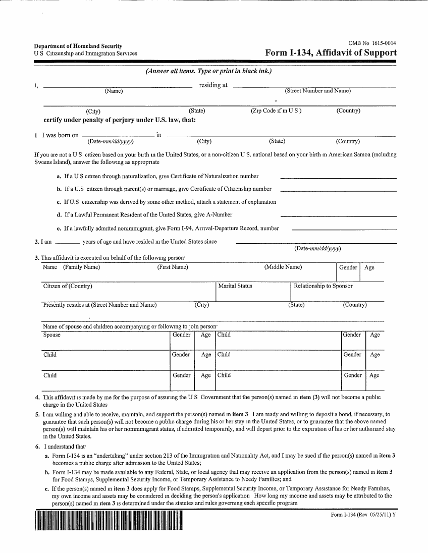 Affidavit Of Support Form New Jersey Free Download