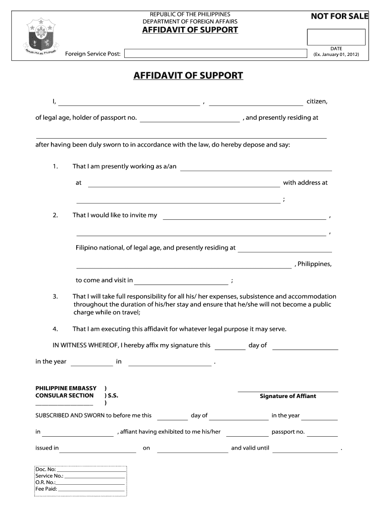 Affidavit Of Support Philippine Immigration Fill Online Printable 