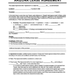 Arizona Residential Lease Rental Agreement Form Template Free PDF