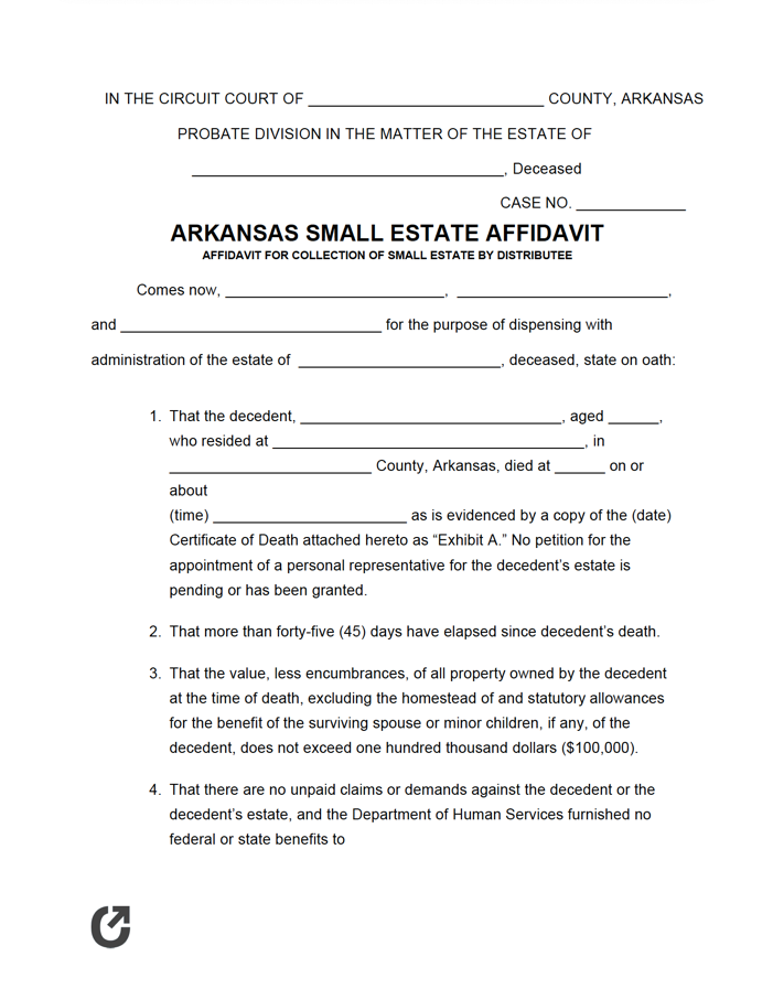 Arkansas Small Estate Affidavit Power Of Attorney Form Arkansas Estates