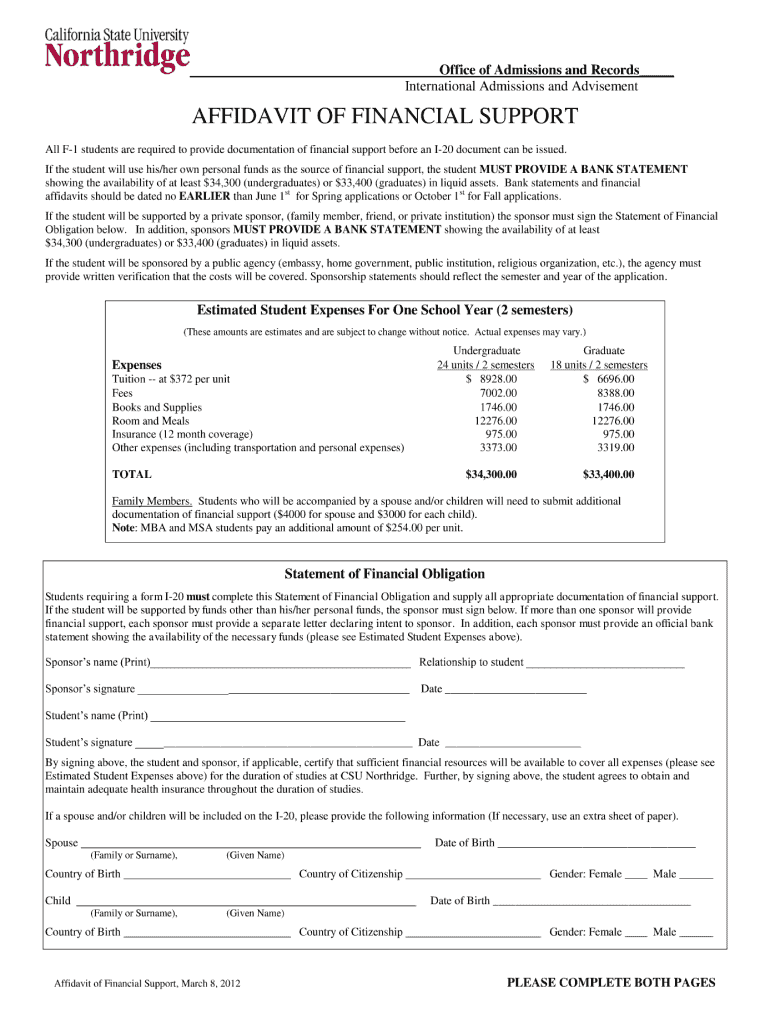 Csulb Financial Affidavit For International Student Form 2024