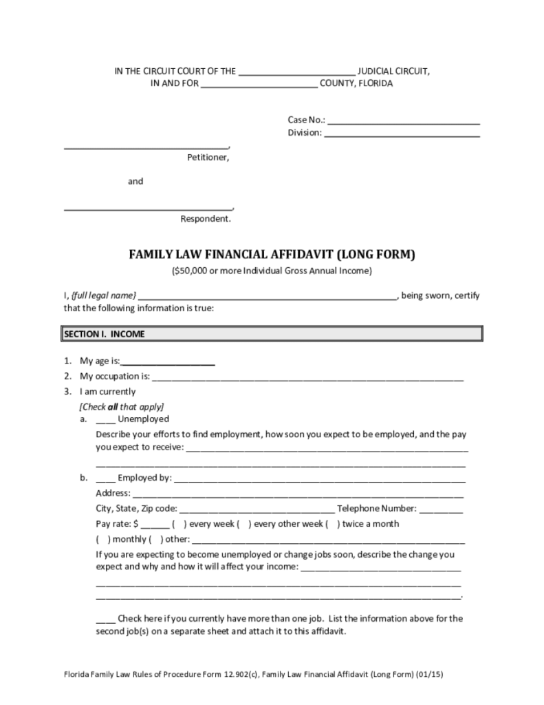 Family Law Financial Affidavit Form 12 902 b Or c Fill Online 