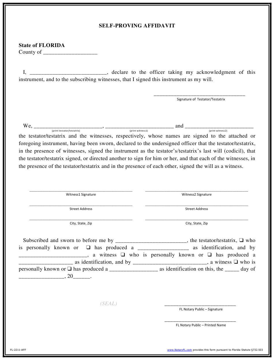 Free Self Proving Affidavit Form 2024 9565