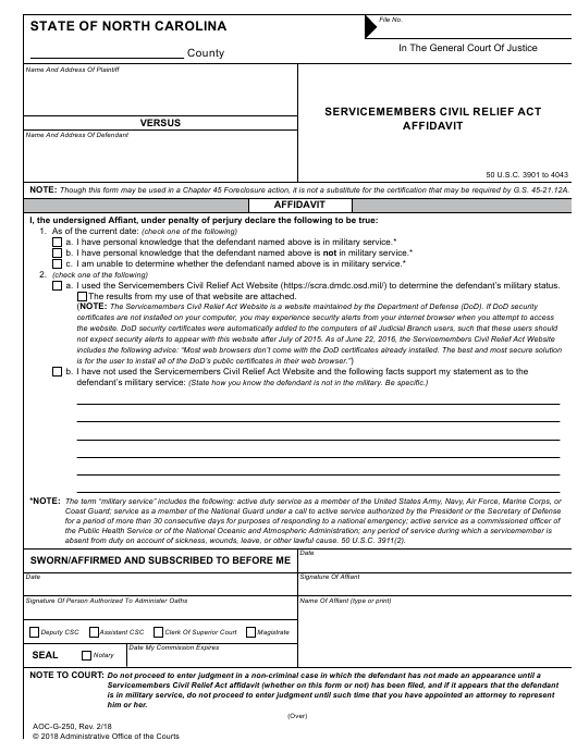 Form AOC G 250 Download Fillable PDF Or Fill Online Servicemembers