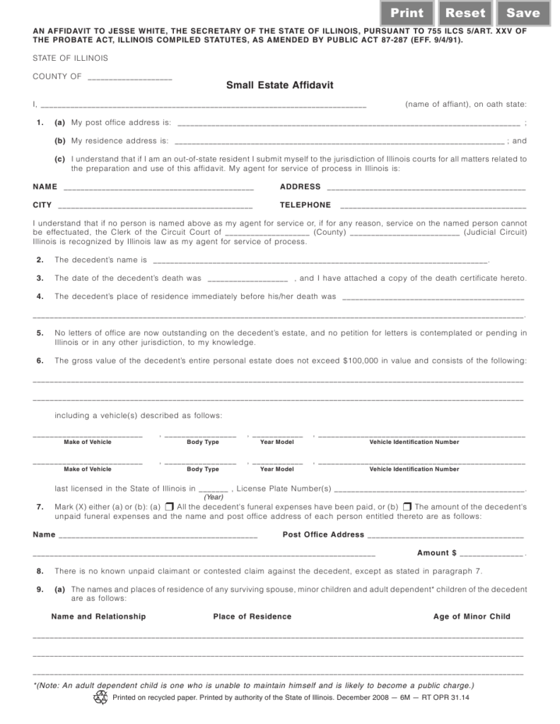 Form RT OPR31 14 Download Fillable PDF Or Fill Online Small Estate 