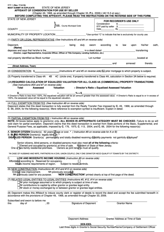 Form Rtf 1 Affidavit Of Consideration For Use By Seller 2010 