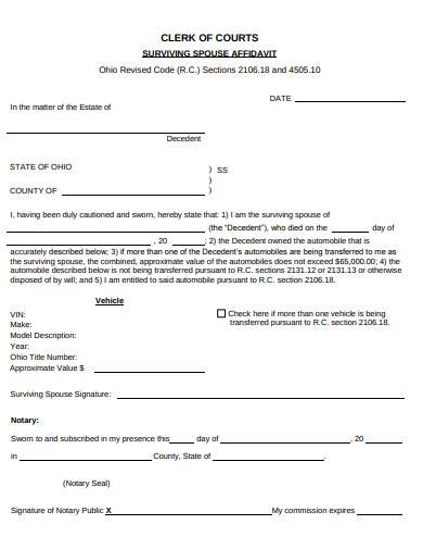 FREE 10 Affidavit Surviving Spouse Samples In PDF
