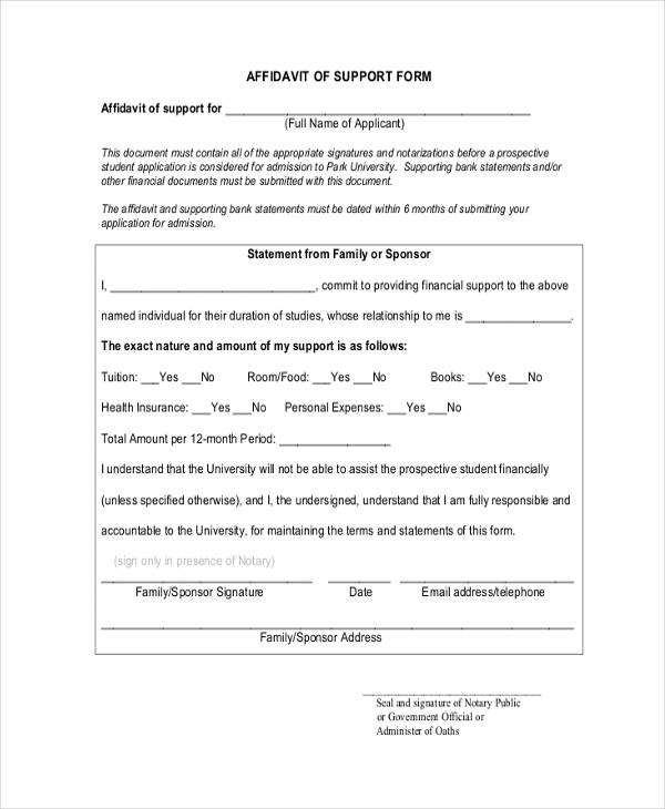 FREE 16 Affidavit Support Forms In PDF MS Word