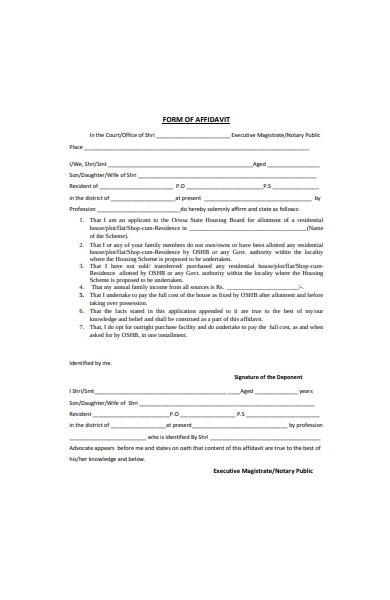 FREE 52 Affidavit Forms In PDF MS Word XLS