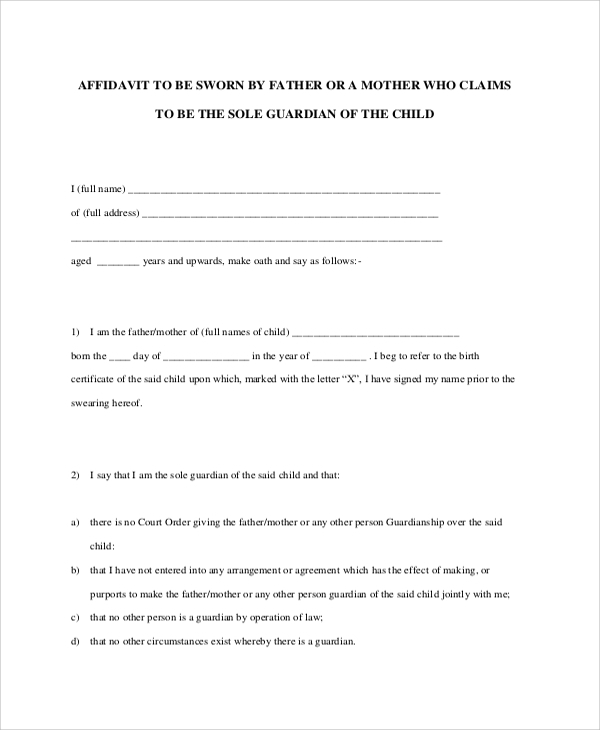 FREE 8 Sample Guardianship Forms In PDF MS Word